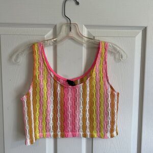 Wild Fable XXS Neon Pink Yellow Orange Tank Crochet Cop